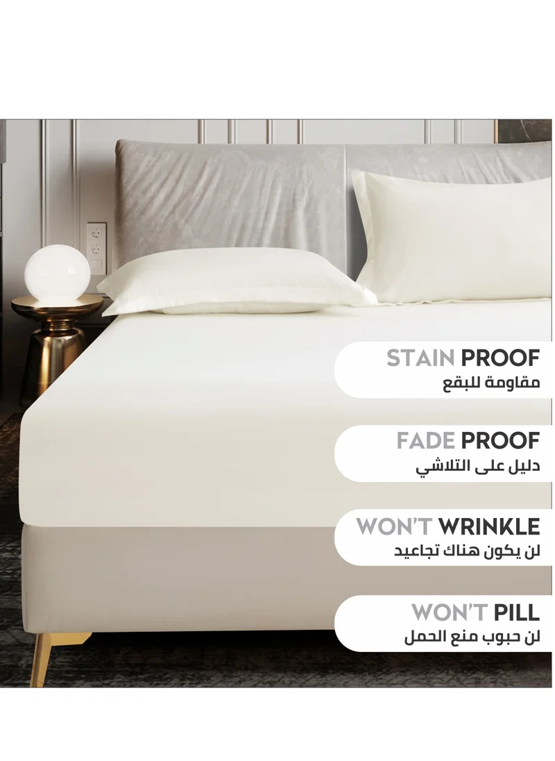 Donetella Bedding Fitted Sheet - Fits 200x200 Cm For Super King Bed 3 Pcs (1 Fitted Sheet and 2 Pillowcases) - 35 Cm Deep Pocket - Solid Bed Sheet