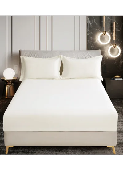 Donetella Bedding Fitted Sheet - Fits 200x200 Cm For Super King Bed 3 Pcs (1 Fitted Sheet and 2 Pillowcases) - 35 Cm Deep Pocket - Solid Bed Sheet