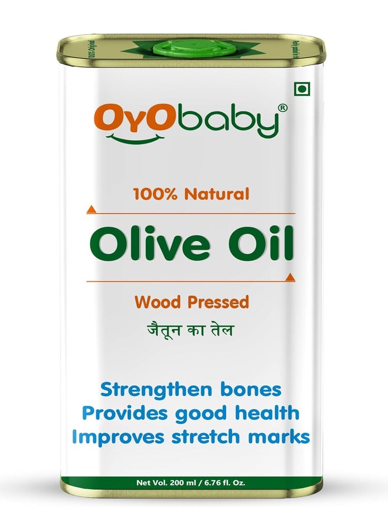 OYO BABY - OYO BABY Oil for baby Massage and Hair Pure Oil  Wood Pressed Best for bone Developmemt and healthy muscles  Nourishes skin Olive Oil 200 ml - Image 1