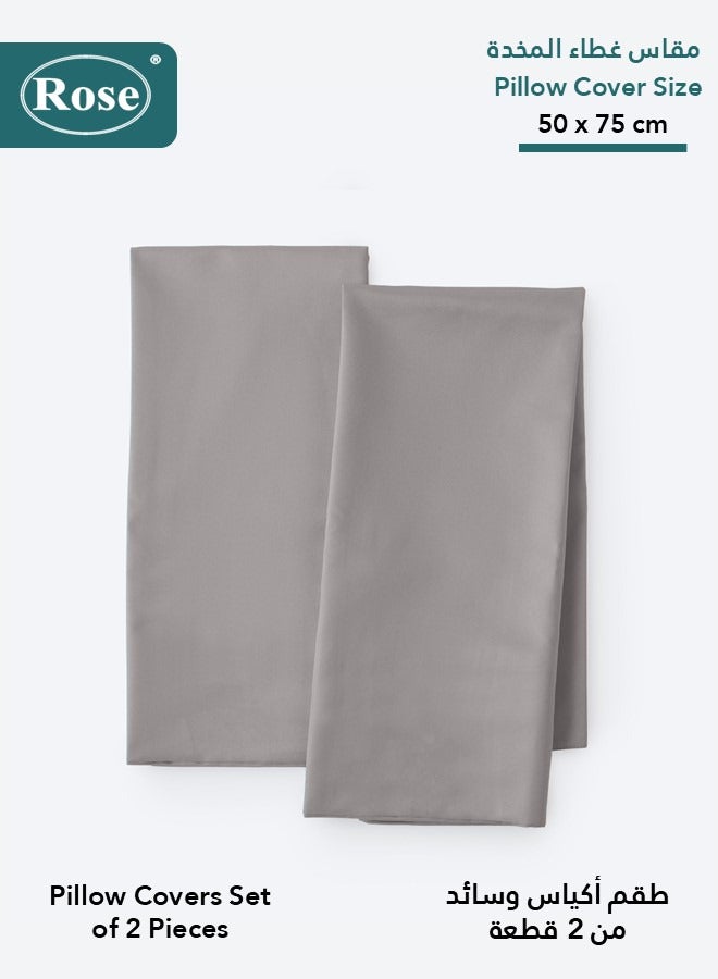Rose Luxurious Plain Pillow Covers Set with Envelop Closure Design, Pillowcases 2-Pieces Set, Soft & Cozy Microfiber Breathable and Cooling, Standard Size 50×75 cm, Light Grey - Image 2
