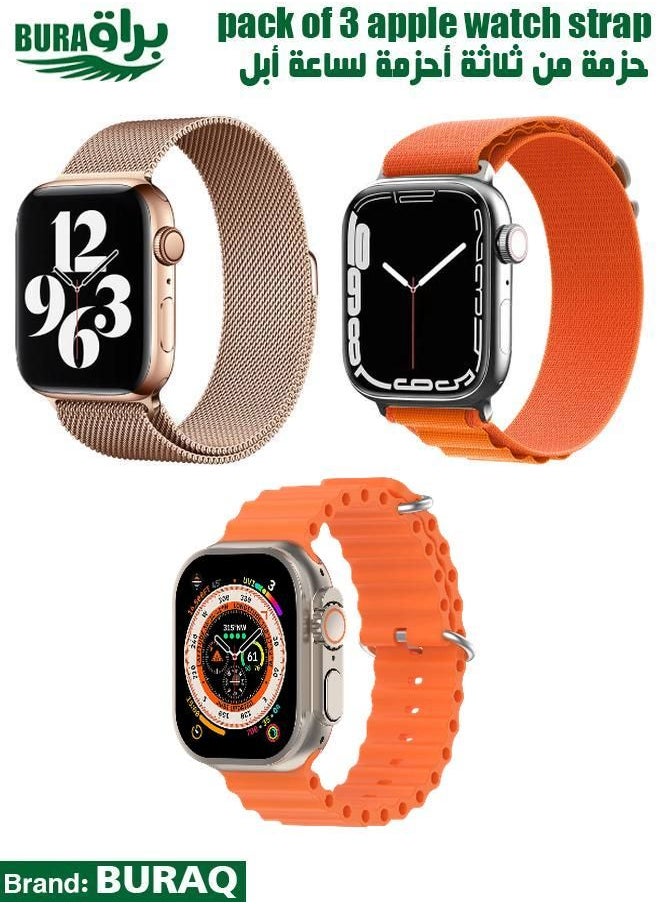 BURAQ - Apple Watch Band Strap For Apple Watch Ultra 2/Ultra 49mm, Series 10 46mm, 9/8/7 45mm, SE2/SE/6/5/4 44mm, 3/2/1 42mm - Image 1