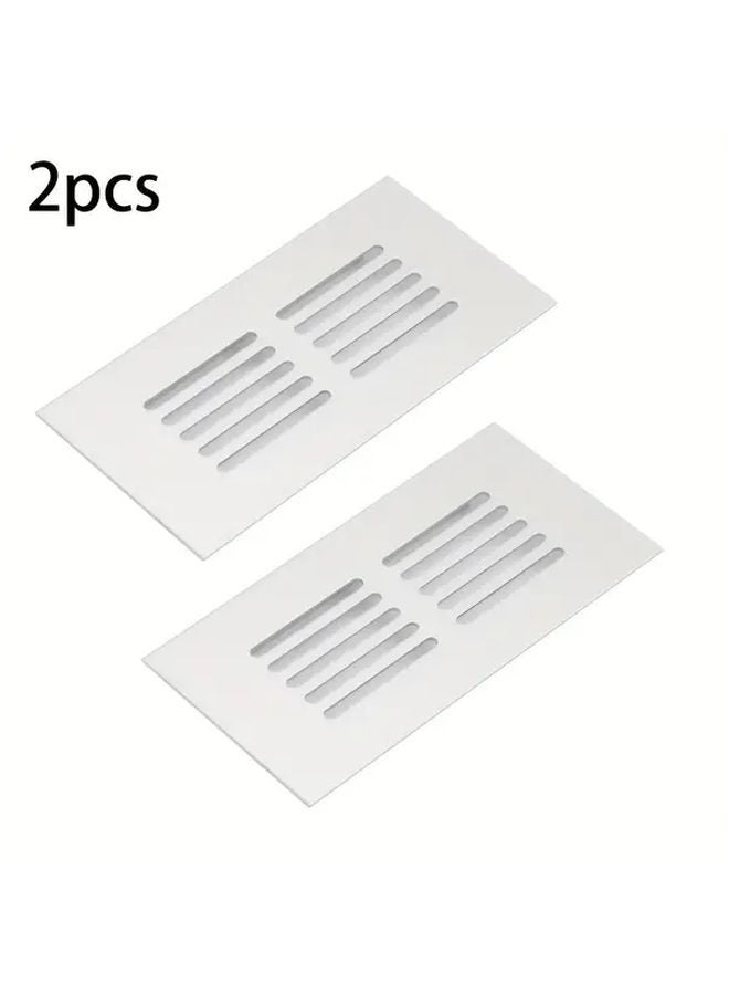 2pcs Aluminum Vent Grille Covers Horizontal Ridges Enhanced Airflow Wall Ceiling Mount - Image 1
