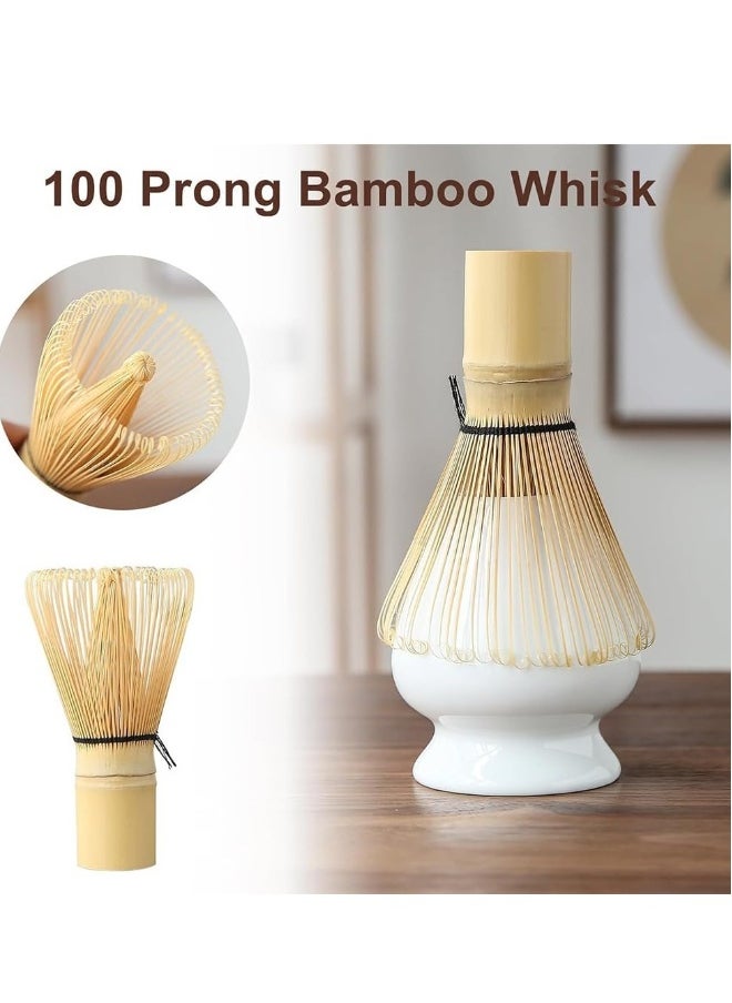 NIBEMINENT Matcha Tea Set, 4 pcs set Matcha tool, Matcha Ceramic Bowl, Matcha Whisk, White Whisk Holder, Traditional Scoop, Perfect Set to a Traditional of Matcha (4 pcs set)  - Image 3
