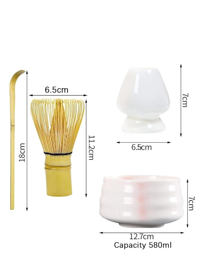 NIBEMINENT Matcha Tea Set, 4 pcs set Matcha tool, Matcha Ceramic Bowl, Matcha Whisk, White Whisk Holder, Traditional Scoop, Perfect Set to a Traditional of Matcha (4 pcs set)  - Image 4