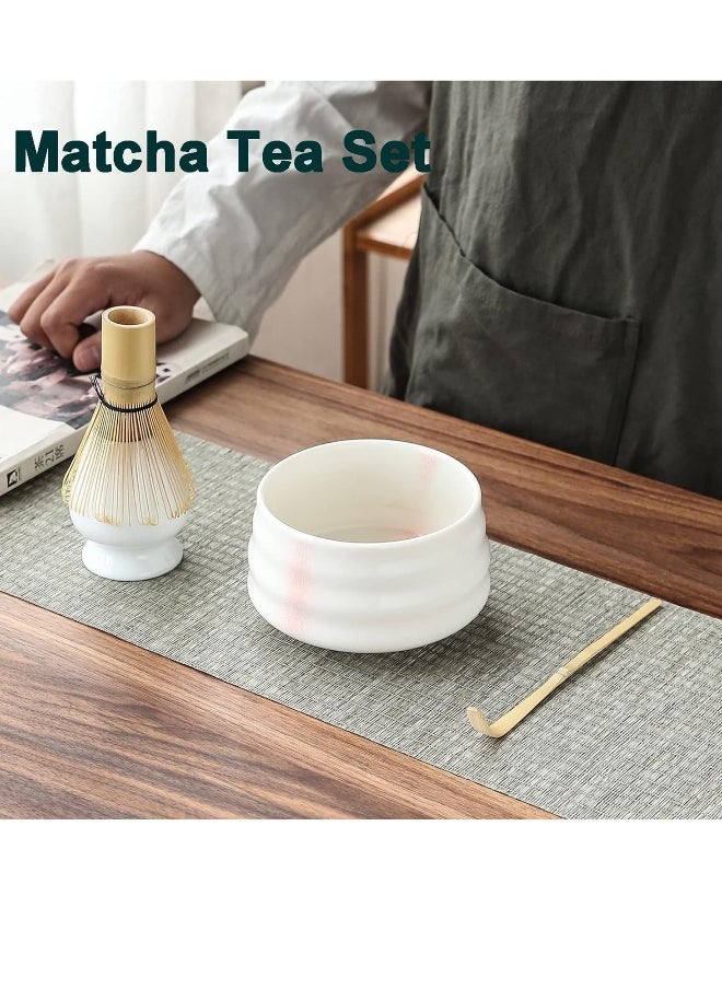 NIBEMINENT Matcha Tea Set, 4 pcs set Matcha tool, Matcha Ceramic Bowl, Matcha Whisk, White Whisk Holder, Traditional Scoop, Perfect Set to a Traditional of Matcha (4 pcs set)  - Image 2