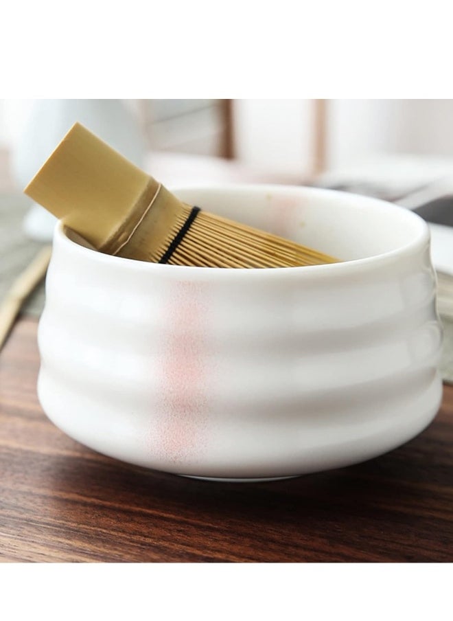 NIBEMINENT Matcha Tea Set, 4 pcs set Matcha tool, Matcha Ceramic Bowl, Matcha Whisk, White Whisk Holder, Traditional Scoop, Perfect Set to a Traditional of Matcha (4 pcs set)  - Image 5