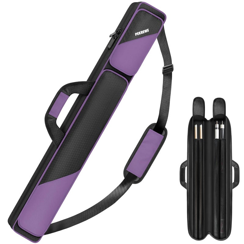 PEKREWS Pool Cue Case Pool Stick Case 2x2 Holds 2 Sticks with 2 Accessory Zipper Pockets Sturdy Polyester Pool Cue Carry Bag with Shoulder Strap Handle Soft Billiard Cue Sling Bag for Men and Women - Image 2