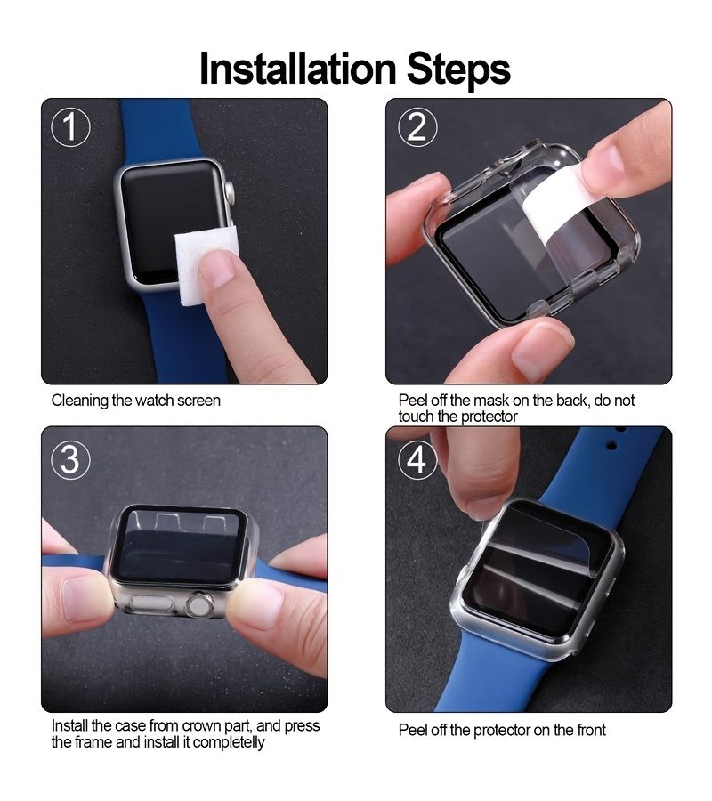 Black Glass Case For Apple Watch 40mm Series 4645 Screen Protector - Image 2