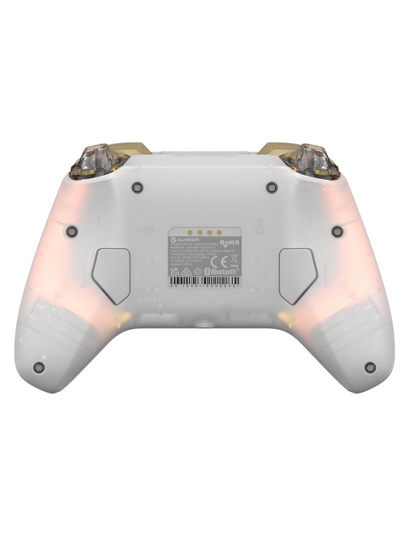 Professional Gamepad GameSir Cyclone 2 Wireless Game Controller for Steam Switch Android iOS PC with RGB Lamp Audio Hall Linear Trigger and Micro Trigger Switch Six-Axis Gyroscope Battery Capacity 860mAh White