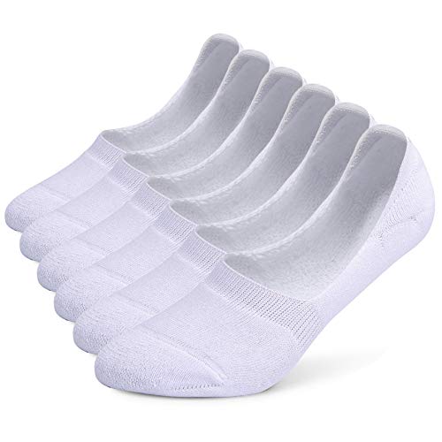 Leotruny 6 Pairs Unisex Thick Cushion Athletic Cotton Non Slip Low Cut Flat Liner No Show Socks (Large, C03-White) - Image 3