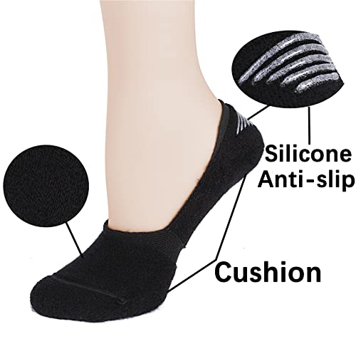 Leotruny 6 Pairs Unisex Thick Cushion Athletic Cotton Non Slip Low Cut Flat Liner No Show Socks (Large, C03-White) - Image 5