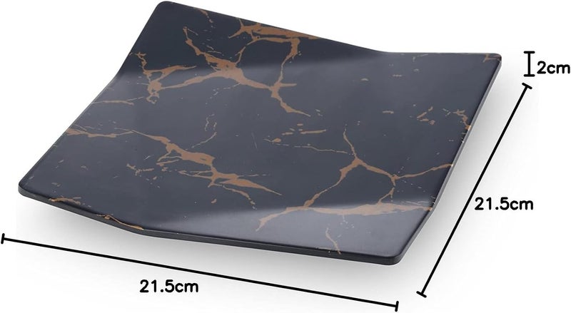 Servewell Melamine 8.5" Square Plate with Gold Crack Design - Image 2