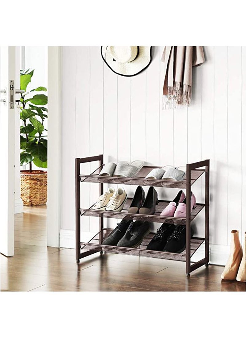 SONGMICS LMR03A 3-Tier Shoe Rack, Storage Shelves - Rustic Brown