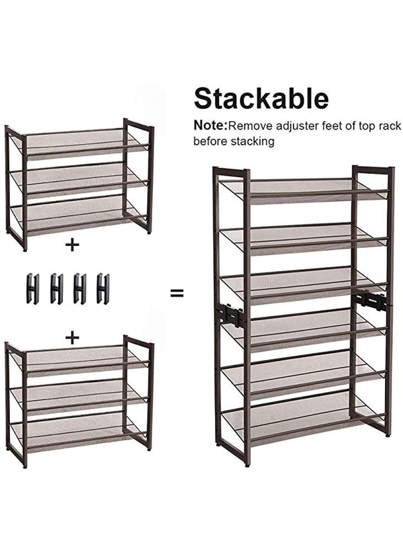 SONGMICS LMR03A 3-Tier Shoe Rack, Storage Shelves - Rustic Brown