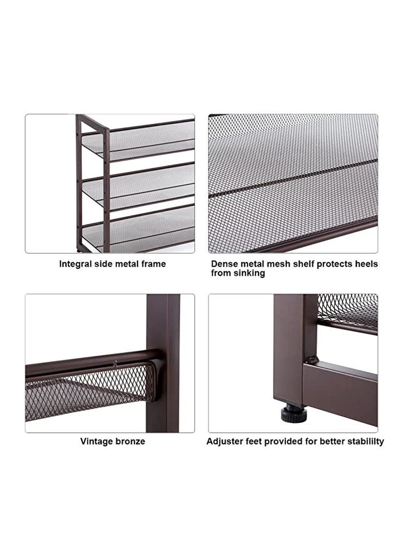 SONGMICS LMR03A 3-Tier Shoe Rack, Storage Shelves - Rustic Brown