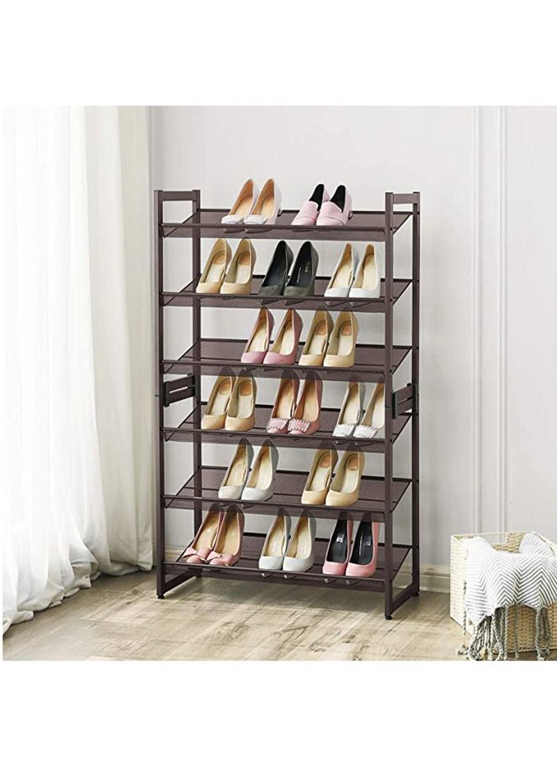 SONGMICS LMR03A 3-Tier Shoe Rack, Storage Shelves - Rustic Brown