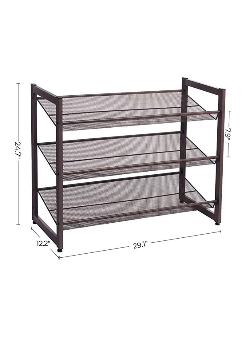 SONGMICS LMR03A 3-Tier Shoe Rack, Storage Shelves - Rustic Brown
