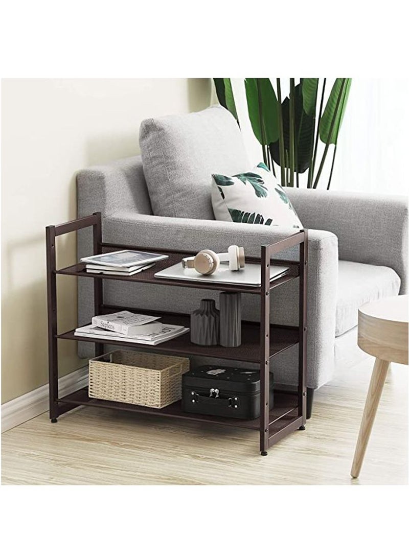 SONGMICS LMR03A 3-Tier Shoe Rack, Storage Shelves - Rustic Brown