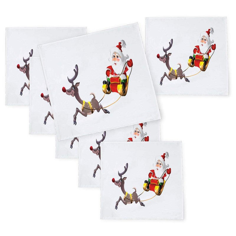 Khakee 6 Pcs Christmas Theme Tafta Silk Table Napkins 10x 10 for Xmas Decoration Christmas OrnamentsChristmas Gift npxmas43P - Image 1