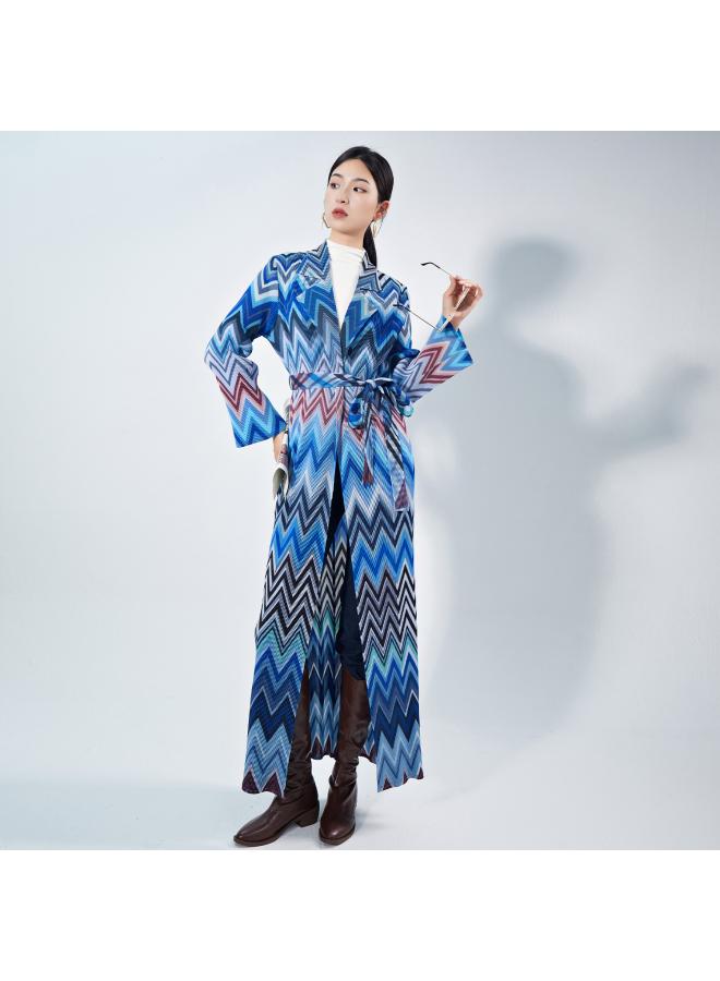 New Chinese Style Pleated Trench Coat Women's Clothing New Ethnic Style Loose Lace-up Fashion Robe Outer Cardigan  - Image 1