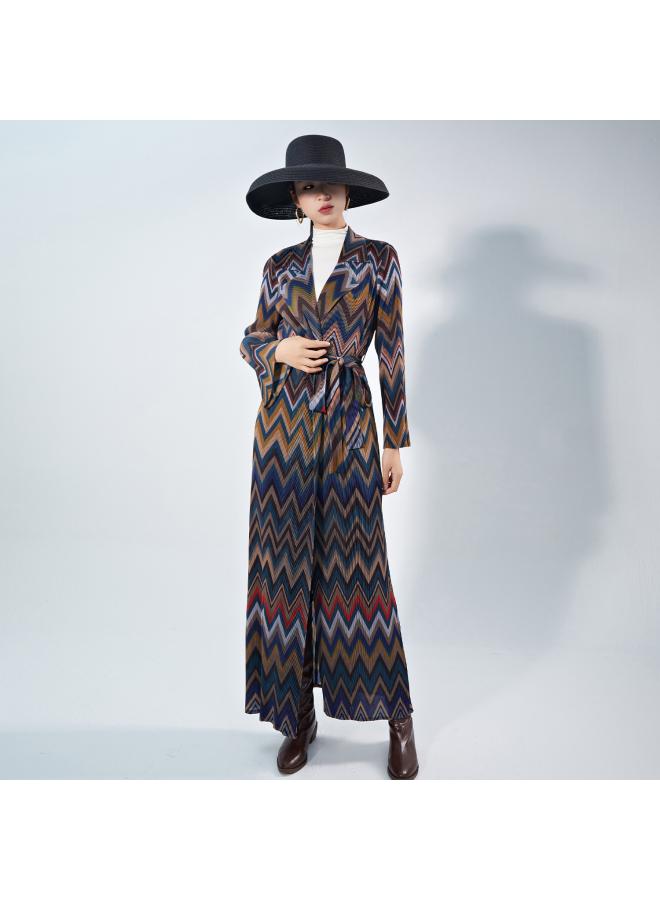 New Chinese Style Pleated Trench Coat Women's Clothing New Ethnic Style Loose Lace-up Fashion Robe Outer Cardigan  - Image 2