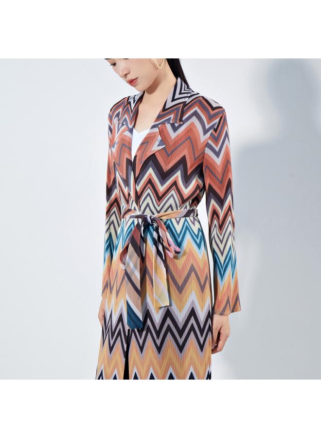 New Chinese Style Pleated Trench Coat Women's Clothing New Ethnic Style Loose Lace-up Fashion Robe Outer Cardigan  - Image 4