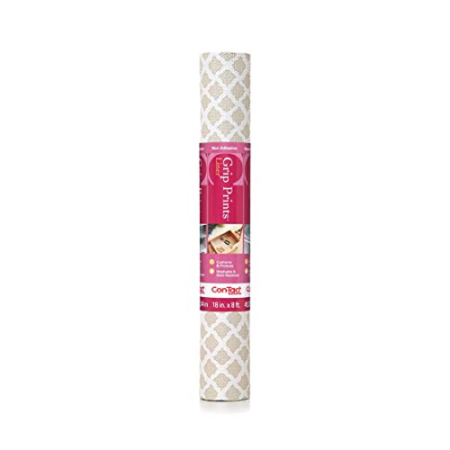 Con-Tact Brand Grip Prints Shelf Liner, Non-Adhesive Durable Liners, Slip-Resistant Drawer and Cabinet Covering, 18" x 8', Talisman Pale Gray, Pack of 1 Roll - Image 1