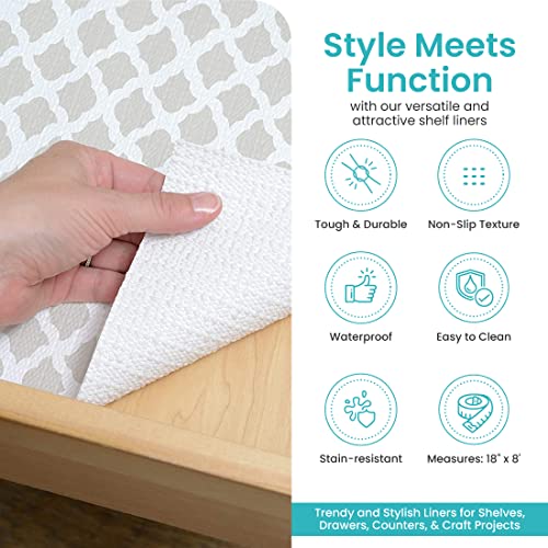Con-Tact Brand Grip Prints Shelf Liner, Non-Adhesive Durable Liners, Slip-Resistant Drawer and Cabinet Covering, 18" x 8', Talisman Pale Gray, Pack of 1 Roll - Image 3