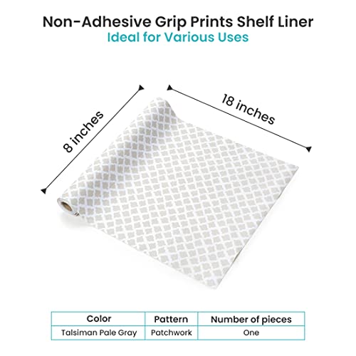 Con-Tact Brand Grip Prints Shelf Liner, Non-Adhesive Durable Liners, Slip-Resistant Drawer and Cabinet Covering, 18" x 8', Talisman Pale Gray, Pack of 1 Roll - Image 2