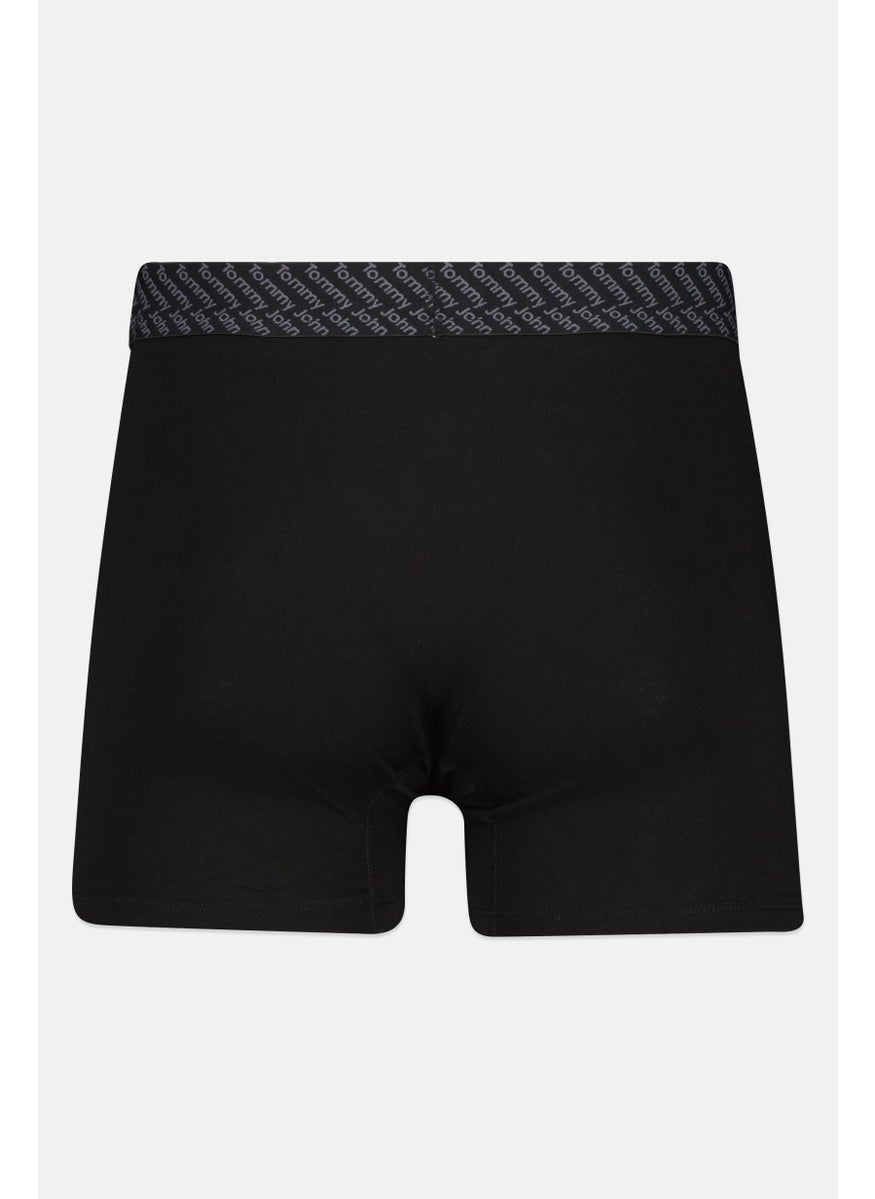 Tommy John - Men 2 Pieces 6 Inseam Brand Logo Boxer Briefs, Black/White - Image 1