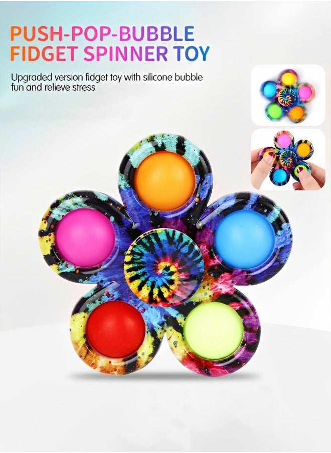 GROIC - Fidget Spiners with Pop 6 Pack,Kids Fidget Toys Pack Bulk,Pop Fidget Toy,Stress Reliever Hand Toy，Autism Sensory Toys,Popper Fidget Spinners for ADHD Anxiety - Image 1