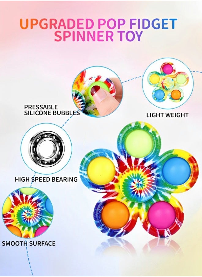 GROIC - Fidget Spiners with Pop 6 Pack,Kids Fidget Toys Pack Bulk,Pop Fidget Toy,Stress Reliever Hand Toy，Autism Sensory Toys,Popper Fidget Spinners for ADHD Anxiety - Image 1