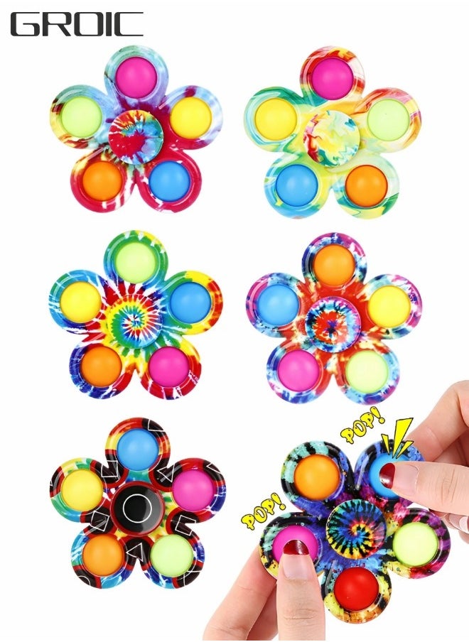 GROIC - Fidget Spiners with Pop 6 Pack,Kids Fidget Toys Pack Bulk,Pop Fidget Toy,Stress Reliever Hand Toy，Autism Sensory Toys,Popper Fidget Spinners for ADHD Anxiety - Image 1
