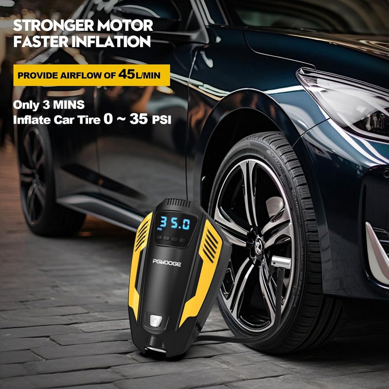 PGNOOGE 150 PSI Car Tyre Inflator, Car Tyre Pump DC 12V Auto-Off, Tyre Inflator for Cars SUV Motorbikes Balls, Tyre Pump with LED Light - Image 2