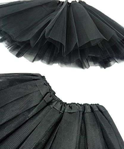 BGFKS 5 Layered Tulle Tutu Skirt for Girls with Hairbow, Ballet Dressing Up Kid Tutu Skirt (Black, 2-8 Years Old) - Image 4