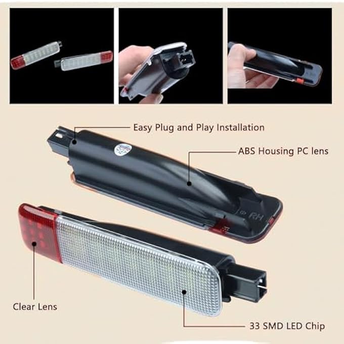 Excefore Led Side Door Panel Courtesy Lights Replacement For Chevrolet Silverado 1500 2500 3500For Gmc Sierra CK YukonFor Avalanche For SuburbanFor Hummer H2 Interior Bright White Light 2Pcs - Image 4