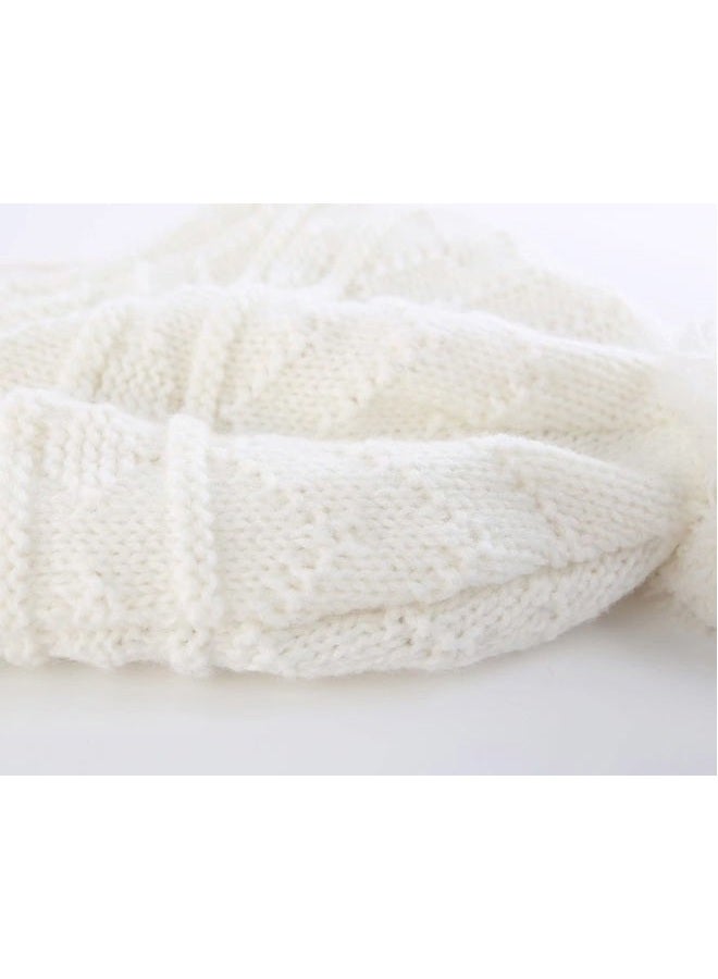 Connectyle Boys Girls Kids Knit Winter Hat Earflap Warm Beanie Skull Cap L White - Image 5