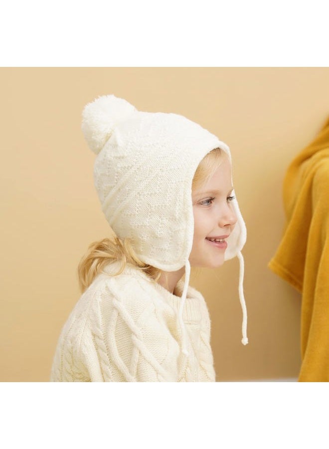 Connectyle Boys Girls Kids Knit Winter Hat Earflap Warm Beanie Skull Cap L White - Image 4