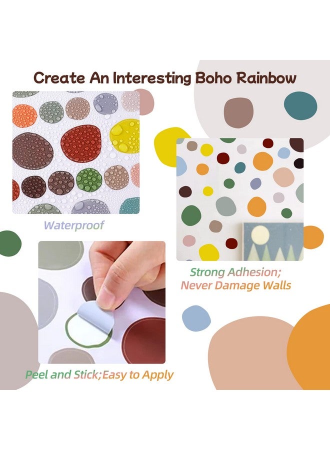 Sinekong Colorful Polka Dots Wall Decals Boho Rainbow Wall Stickers Removable Peel and Stick Round Circle Decal Neutral Wall Art for Kids Girls Nursery Bedroom Bathroom Classroom Playroom Living Room Decor - Image 3