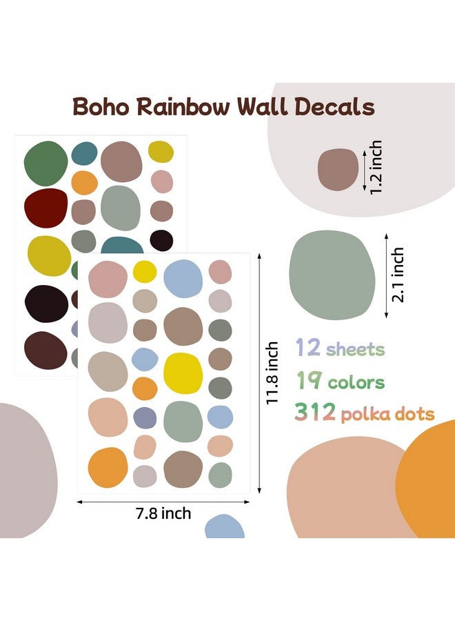 Sinekong Colorful Polka Dots Wall Decals Boho Rainbow Wall Stickers Removable Peel and Stick Round Circle Decal Neutral Wall Art for Kids Girls Nursery Bedroom Bathroom Classroom Playroom Living Room Decor - Image 2