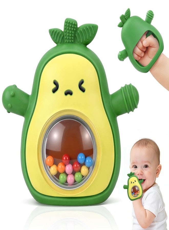 TOHIBEE Baby Teething Toy 3-12 Months, BPA Free Silicone Teether Mitten with Rattle - Image 1