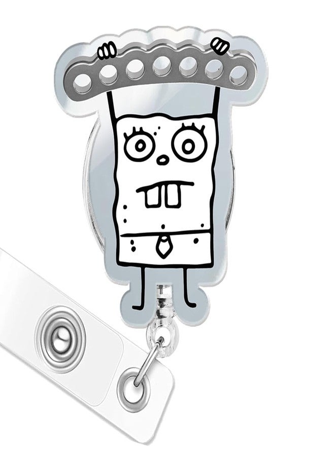 963RW Funny Badge Reel Nurse ID Retractable Badge Holder with Acrylic Clip, Cute Nurse Accessory for ICU, RN, MD, Critical Care, Healthcare - Image 1
