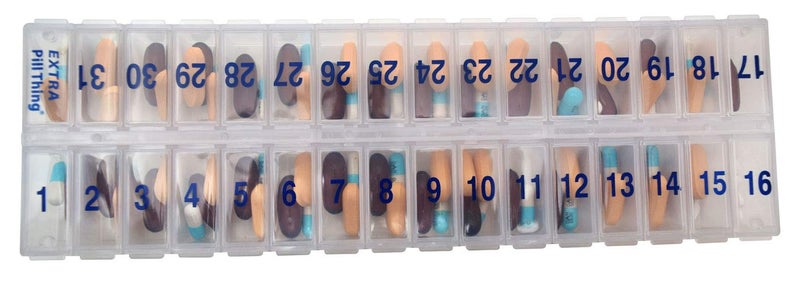 pill thing AM PM 31 Day Once-a Day Monthly Pill Planner Organizers - Large Compartment Pill Boxes Store Medications for Entire Month Plus Compartment for Extra Pills (AM/PM Clear & Blue) BPA Free - Image 4