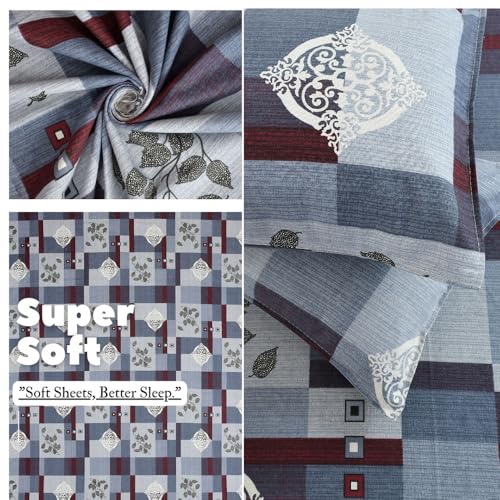 BSB HOME 100% Pure Cotton Double Bedsheet with 2 Pillow Covers – Soft, Breathable & Skin-Friendly Fade-Resistant Color - Brown and White - Image 3