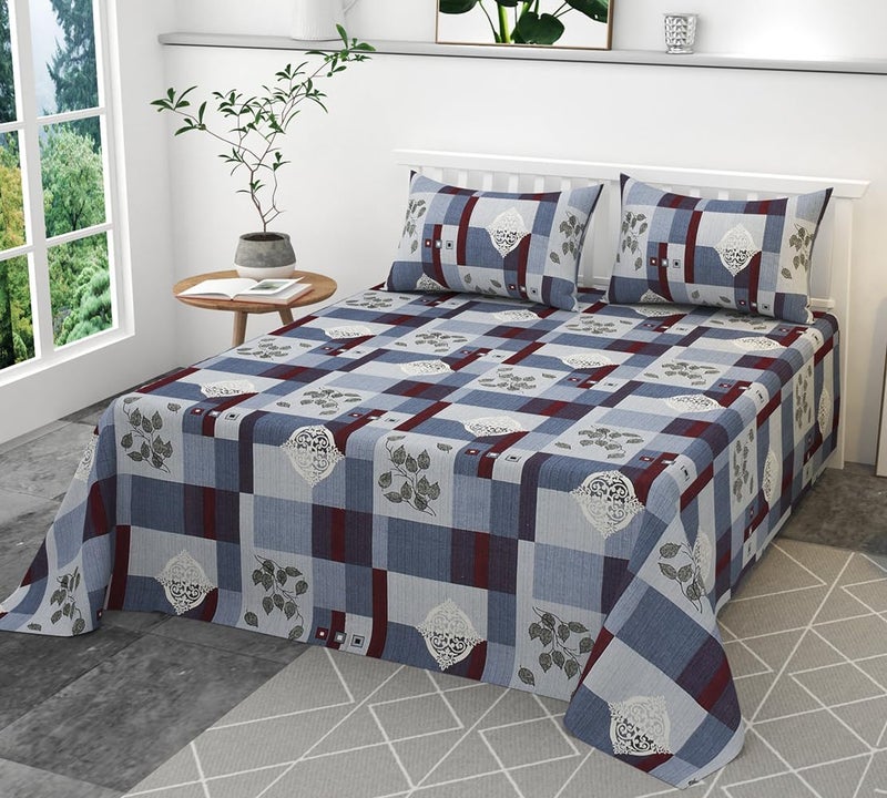 BSB HOME 100% Pure Cotton Double Bedsheet with 2 Pillow Covers – Soft, Breathable & Skin-Friendly Fade-Resistant Color - Brown and White - Image 1