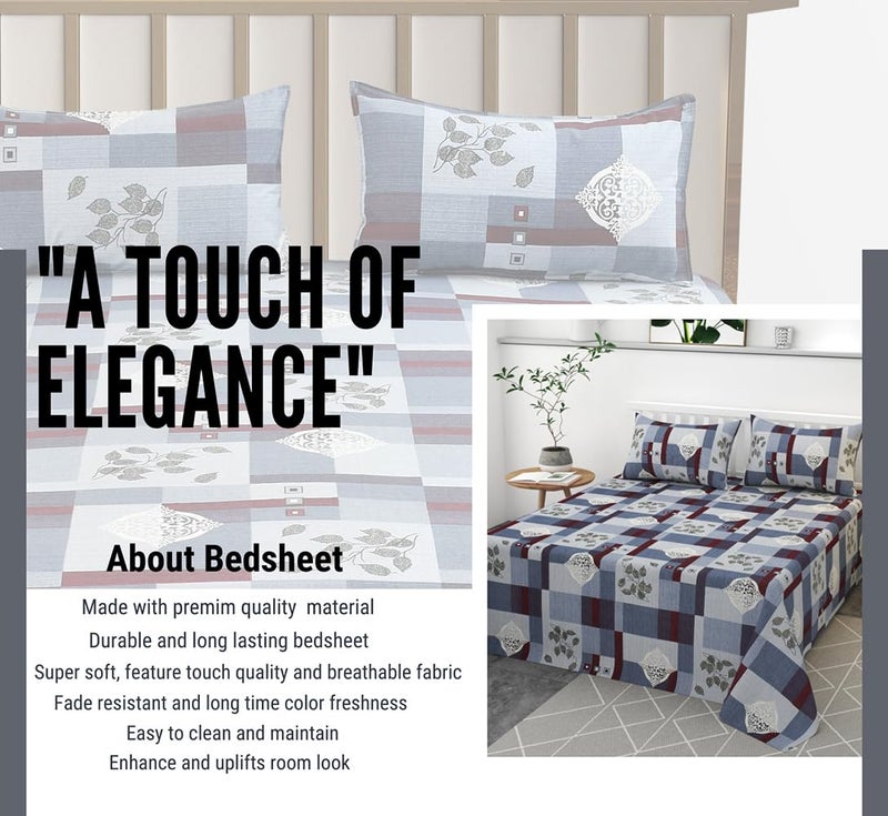 BSB HOME 100% Pure Cotton Double Bedsheet with 2 Pillow Covers – Soft, Breathable & Skin-Friendly Fade-Resistant Color - Brown and White - Image 4
