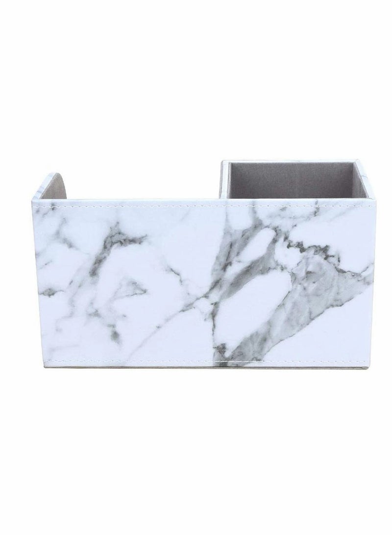 Stylish Gray Marble Leather Desk Organizer for Pens and Office Supplies Multifunctional Caddy - Image 5