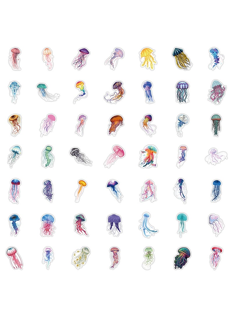 ملصقات قنديل البحر، 50 قطعة، ملصقات فينيل مقاومة للماء على شكل قنديل البحر لزجاجات المياه والكمبيوتر المحمول والأمتعة والأكواب والكمبيوتر والهاتف المحمول ولوح التزلج والجيتار - Image 3