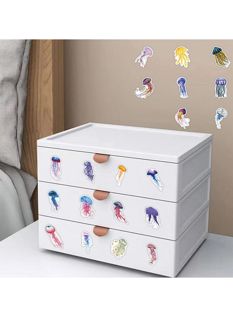 ملصقات قنديل البحر، 50 قطعة، ملصقات فينيل مقاومة للماء على شكل قنديل البحر لزجاجات المياه والكمبيوتر المحمول والأمتعة والأكواب والكمبيوتر والهاتف المحمول ولوح التزلج والجيتار - Image 5