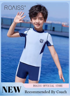 roaiss 2Pcs Professional Training Swimsuit for Kids Round Neck Quick Dry Elastic Hot Spring Split Set Children Soft Skin-Friendly Breathable Bathing Suit Recommended by Coach Cute Summer Gift  - Image 1